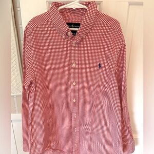 Ralph Lauren Boys gingham cotton dress shirt, button down, size M (10-12)